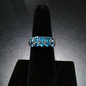 Blue Topaz and Blue Diamond Ring